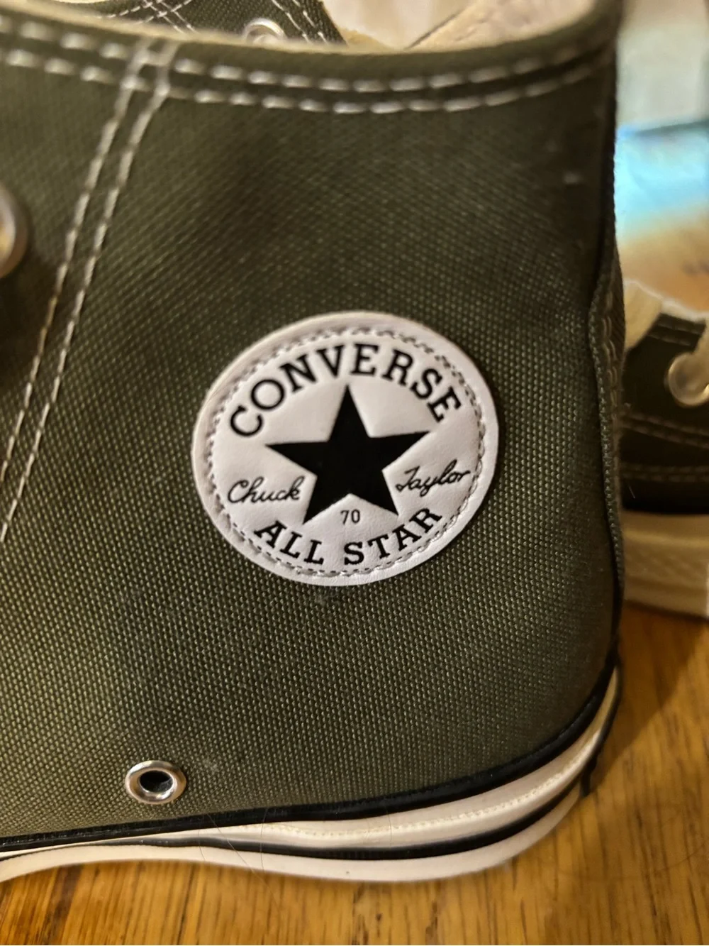 Converse Kids High Top Sneakers in Olive Green with White Accents